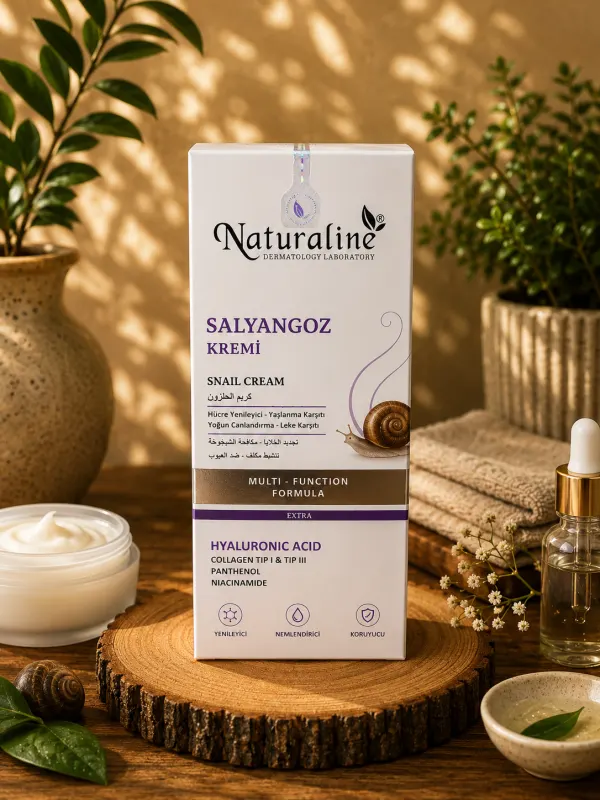 Naturaline Salyangoz Kremi (Snail Cream) - Hyaluronic acid, Collagen Tıp I & Tıp III, Panthenol ve Niacinamide