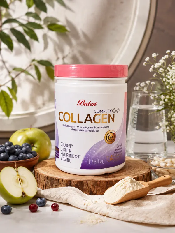 "COLLAGEN COMPLEX++ MEYVE AROMALI TİP 1,2,3 KOLAJEN , L-ORNİTİN, HYALURONİK ASİT, VİTAMİN C" 350 G
